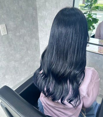 ネイビーブルーカラー【髪質改善/ケアブリーチ/ダブルカラー】