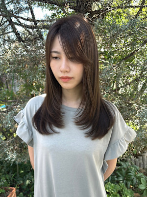 内巻きで可愛い。ロングレイヤー