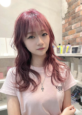 ピンクヘア/レイヤー/セミロング