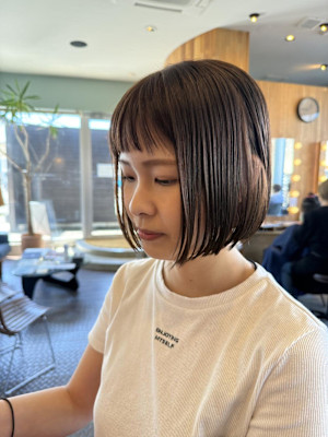 ショートバング×ミニボブ