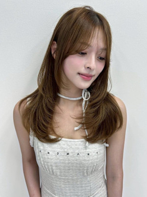 ロングヘア韓国ヘアレイヤーカット小顔カット2wayバング