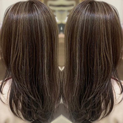 ハイライトがアクセント★セミロングレイヤースタイル