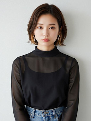 ブリーチ ミニボブ イヤリングカラー ベージュ 20代30代