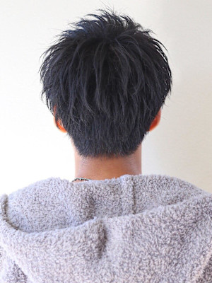 メンズショートツーブロックニュアンスカールマッシュ