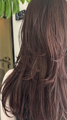 ラベンダーブラウン×ロングレイヤー