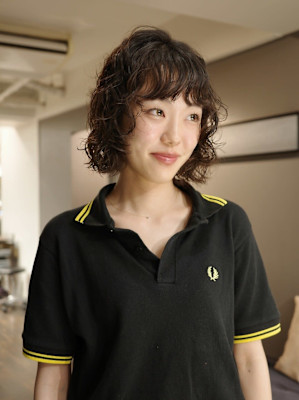 【田中結】ボブ　ウェーブパーマ　くるくる