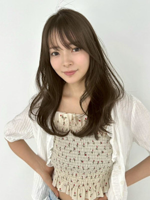 縮毛矯正 ロングレイヤー 顔周りカット アッシュ