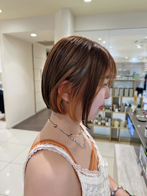 オレンジインナーカラー/インナーカラー/ハイトーン