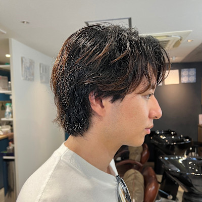 センターパート/くせ毛活かし/ナチュラル