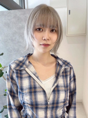 [rizu]ホワイトシルバー/ボブルフ/ハイトーンボブ