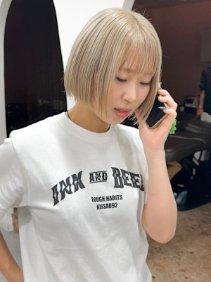 [hinari]ホワイトベージュ/ハイトーンボブ/ブロンド