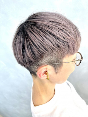 マッシュ/バレイヤージュ/ペールシルバー/ツーブロック