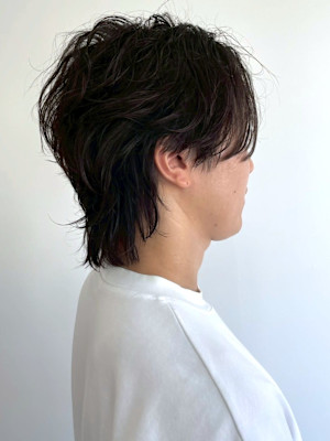 メンズミディアム ウルフパーマ 毛流れパーマ 20代 30代
