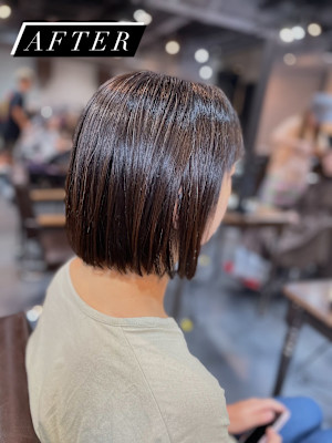 縮毛矯正をして肩上までスッキリ✨