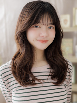 大人かわいい韓国風巻きガーリーロング　ココアブラウン