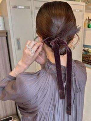 #カチモリヘア　#ベルベットリボンアレンジ