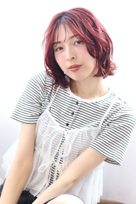 20代30代40代無造作ボブピンクベージュ