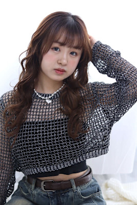 ゆるふわウェーブパーマブリーチなし透明感カラー似合わせ前髪