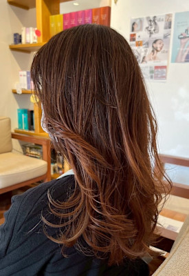 セミロングレイヤー × カッパーブラウン