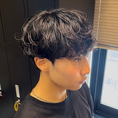 [藤沢]メンズカット黒髪マッシュ20%シャドウパーマ