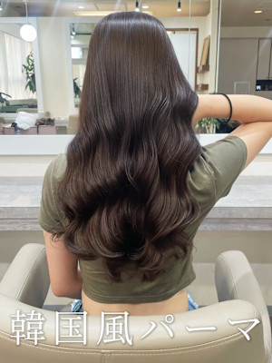 コテ巻き風パーマ/デジタルパーマ/レイヤーカット/艶髪