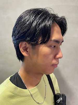 銀座/有楽町/メンズ/毛流れパーマ/白髪ぼかしハイライト