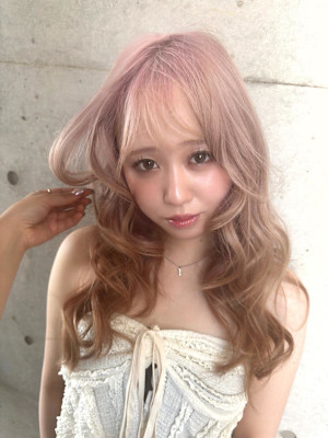 ピンクベージュ/ロング/10代20代/薬院