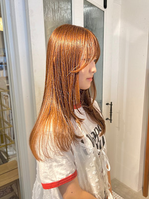 ハイトーンオレンジ/オレンジベージュ/レイヤーカット