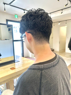 波巻きパーマメンズツイストスパイラルパーマツーブロック