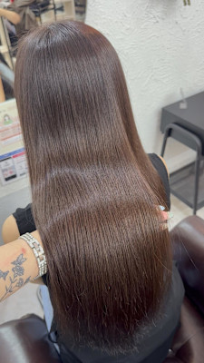 ストレート/くびれヘア/夏のヘアアレンジ/ハイライトカラー