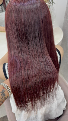 ストレート/くびれヘア/夏のヘアアレンジ/ハイライトカラー