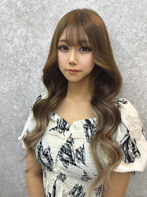 縮毛矯正/くびれヘア/夏のヘアアレンジ/ハイライトカラー