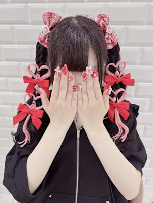 ピンクエクステ2連ハートツイン＊まゆ