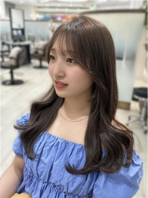 【AYAKI】レイヤー顔まわりカットオリーブベージュ