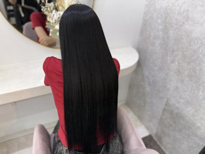 ストレート/くびれヘア/夏のヘアアレンジ/ハイライトカラー