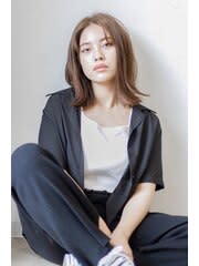 簡単スタイリング×切りっぱなしロブ（白髪染め可）