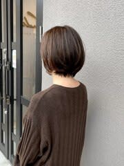 丸みショート×アッシュブラウン（白髪染め可）