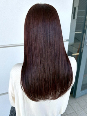 ラベンダーグレージュ 艶髪カラー 髪質改善 暗髪 ロングヘア