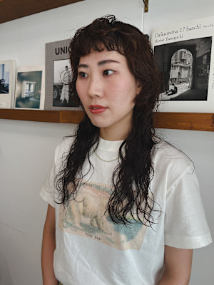 マッシュロングパーマ/オン眉パーマ/ロングスパイラルパーマ