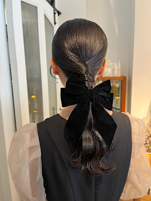 タイトクロスローポニーアレンジ/結婚式お呼ばれヘアセット