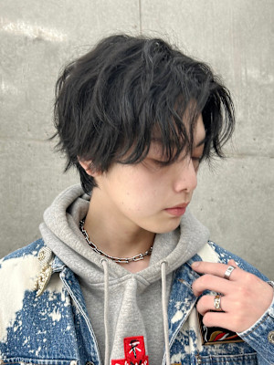 men's/メンズ/フェザーパーマ/黒染め/韓国