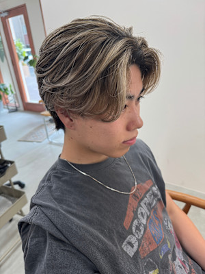 センターパートニュアンスパーマフェザーパーマ