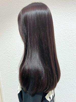 ラベンダーグレージュ セミロング うるつや 髪質改善