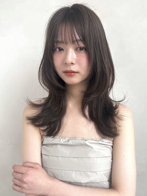 レイヤーカット/オリーブベージュ/フェイスレイヤー/くびれヘ