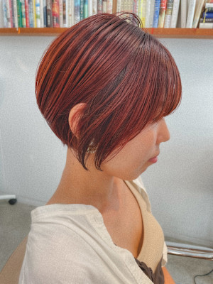 ショートボブ/ミニボブ/暖色カラー/ハイライトカラー