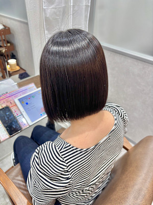 レディース　縮毛矯正×髪質改善×ボブ