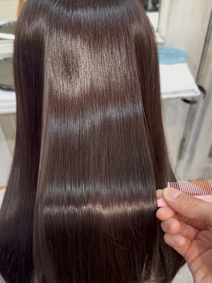 髪質改善カラーでラベンダーベージュ