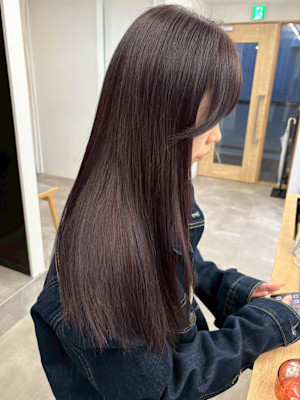 暖色カラーバイオレットブラウン＊艶髪ロング透明感カラー