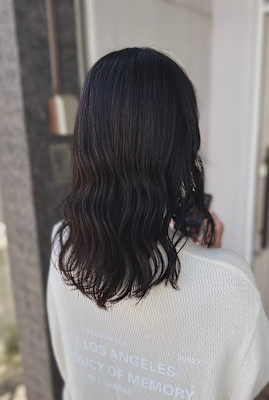 デジタルパーマ風、ミディアムヘア