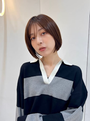 くびれショート丸みショートボブベージュカラー